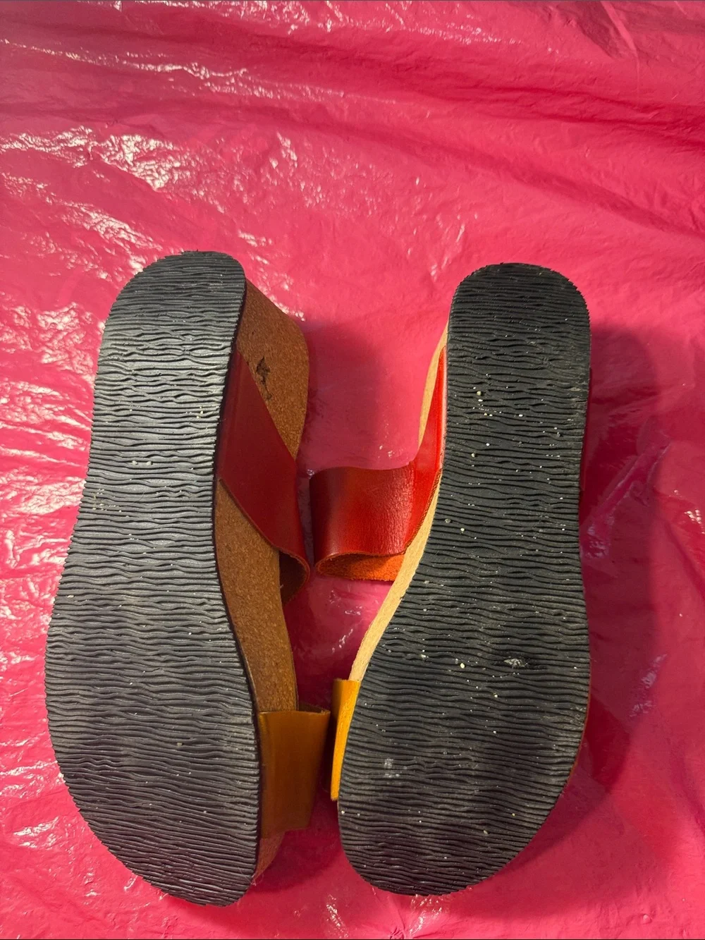 Eric Michael Two-Tone Red and Orange Women’s Slide Sandals